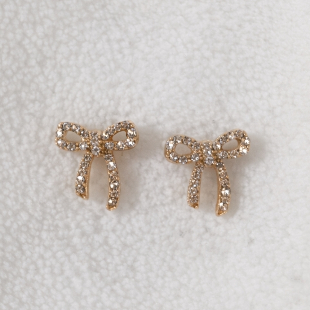 Elegant Gold Tone Bow Earrings